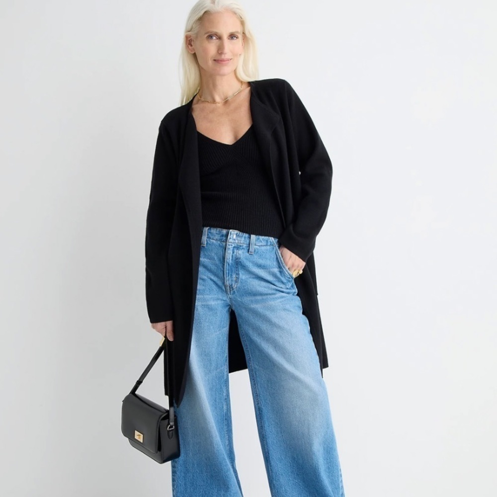 J crew Juliette collarless sweater blazer black size XXS